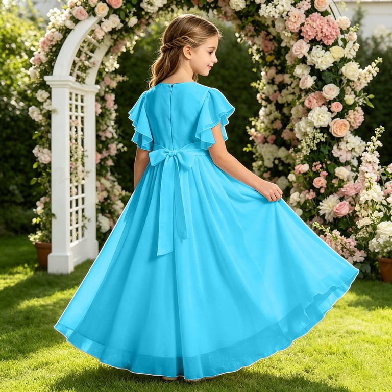 flowy toddler dress Burgundy Chiffon Flower Girl Dress: Toddler Wedding Party Dress