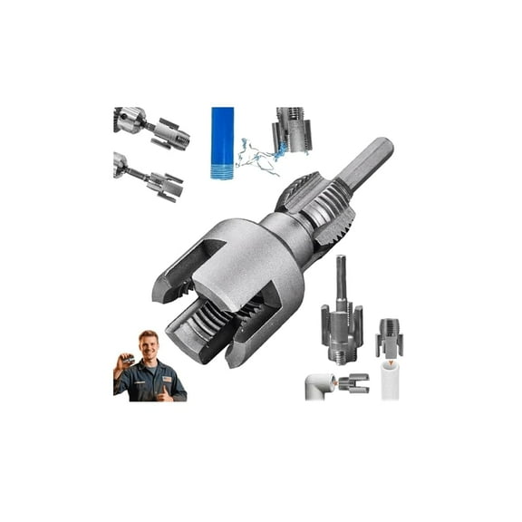 Pipe Thread Cutting Tool,Integrated Internal & External Pipe Threading Tool,Water Pipe Thread Cutting Tool,1/2'' 3/4'' Electric Drill Compatible PVC Pipe Threader Kit,for Drill Cutting Threading1