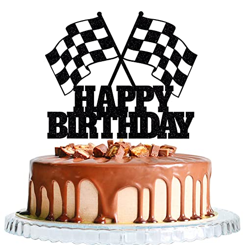 Car Cake Topper Race Car Cake Decorations for Racing Car Checkered Flag