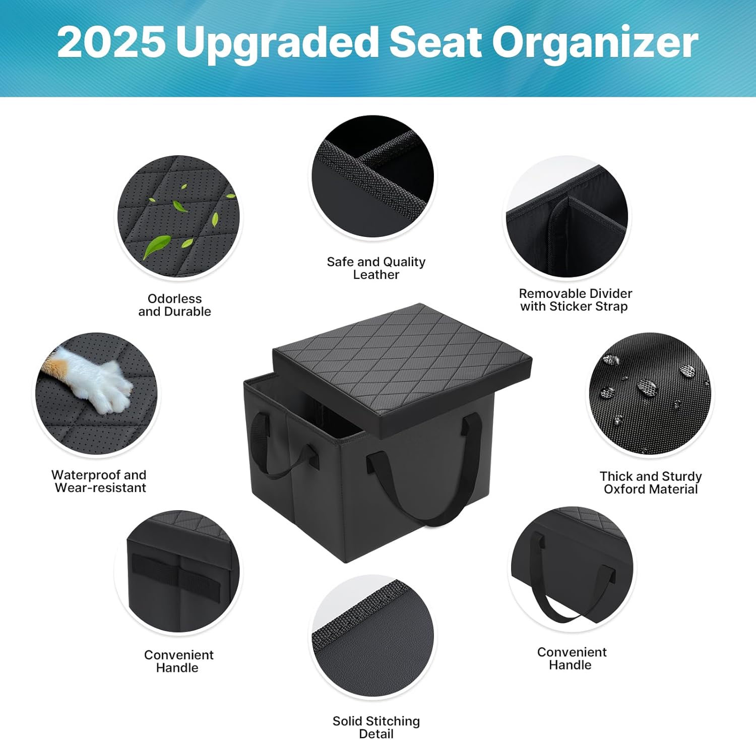 Car Seat Organizer for Ford Explorer 2020-2026, Console Organizer Backseat Toy Bin for Explorer, Seat Aisle storage Box for 6-Passenger Kids Dogs ST XLT Accessories