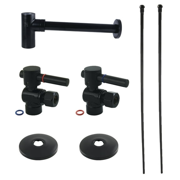 Kingston Brass CC43200DLLKB30 Trimscape Standard Mount Modern Plumbing Sink Trim Kit with Bottle Trap, Matte Black