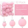 thumbnail image 3 of Sea Team 32-Pack Flocked Velvet Christmas Tree Ball Ornaments Set, Decorative Hanging Baubles, Shatterproof Plastic Decorations for Xmas Tree, Wreath, Garland, Multi-sized, Pink, 3 of 7