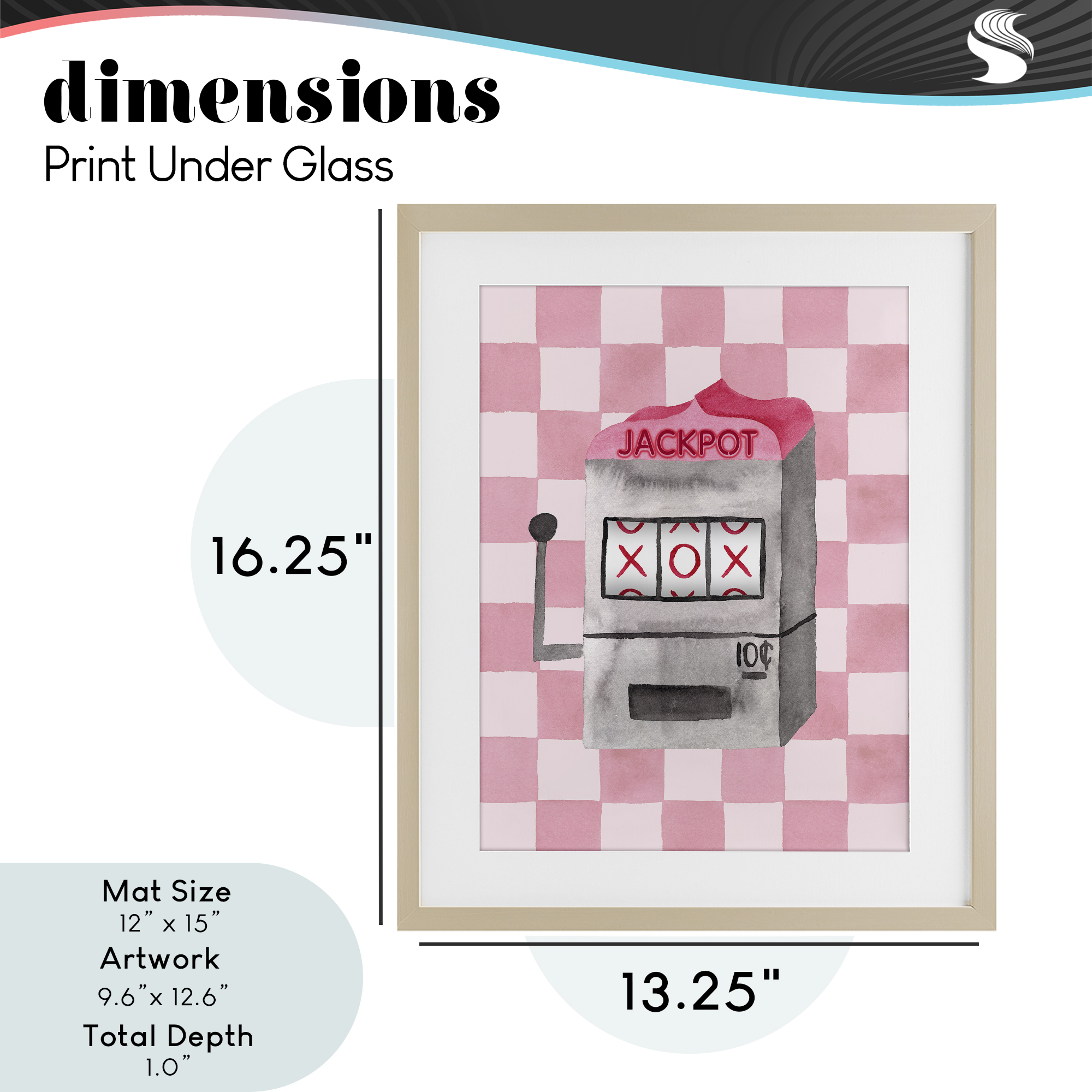 Jackpot Slot Machine Birch Framed Print Under Glass, design by Nina Jacobs
