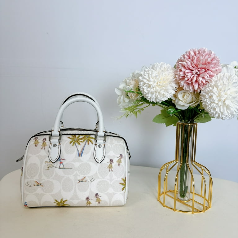 Coach white bag with flowers hotsell
