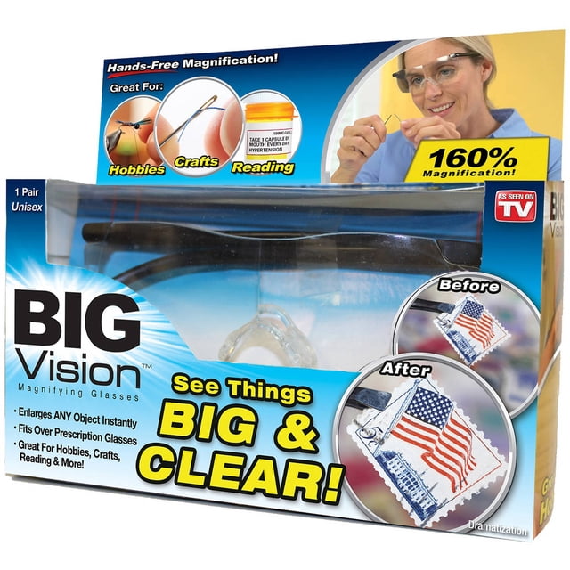Big Vision Glasses - Gafas de aumento unisex Big Vision 160% más brillantes y claras como se ve en la televisión Big Vision BV5210