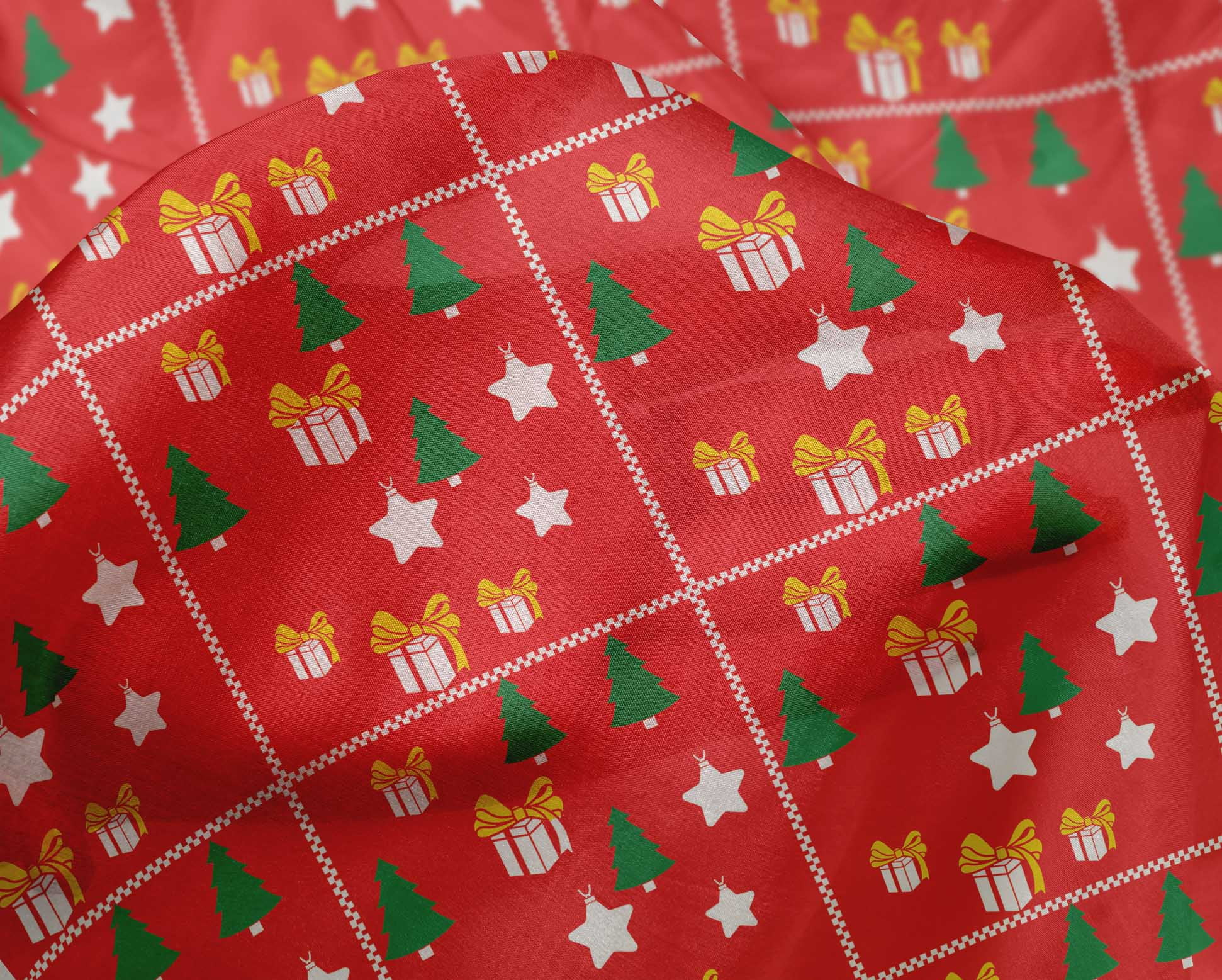 oneOone Silk Tabby Red Fabric Merry Christmas Craft Projects Decor Fabric Printed By The Yard 42 Inch Wide-IW8