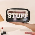 thumbnail image 1 of 1 Pcs Water Proof Transparent PVC Embroidered Letter Cosmetic Bag, Travel Washing Storage Bag, Large Capacity Convenient Cosmetic Storage Bag, 1 of 8