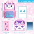 thumbnail image 3 of AGSDON 3PCS Kids Cat Backpack for Girls, 15" Sequin Bookbag with Lunch Box, Pink School Bag for Elementary Preschool Toddler, 3 of 7