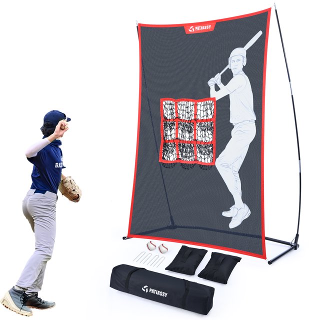 Patiassy Portable Baseball Pitching Target with 9 Pocket, Baseball and
