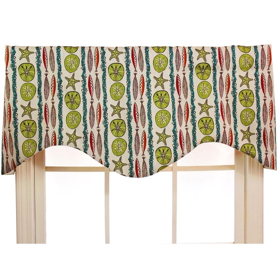 RLF Home Sea Walk Cornice 100% Cotton with Fully Lined 3" Rod Pocket Valnance for Windows 50" x 17" Multi
