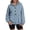 Light Blue, variant on Women Half Button Hoodie Denim Jacket Fashion Long Sleeve Drawstring Hooded Jean Sweatshirt Oversize Casual Clothes With Pocket