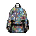 thumbnail image 3 of Football and Trophy Blue Pattern Cute School Backpack Bag for School with Padded Back and Adjustable Shoulder Straps 15.25"x11.5"x5.25", 3 of 5