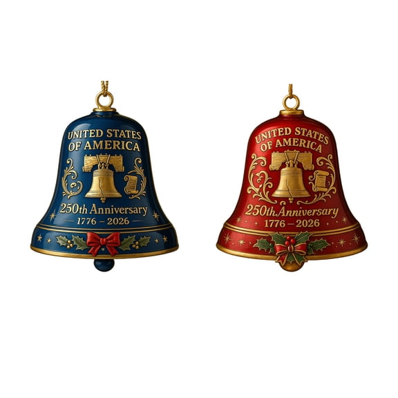 Euaioeiu United States 250th Anniversary Bell Ornament,3D Vintage-Style USA 250th Anniversary Metal Bell Ornament for Patriotic Holidays,Christmas Tree,Collectors