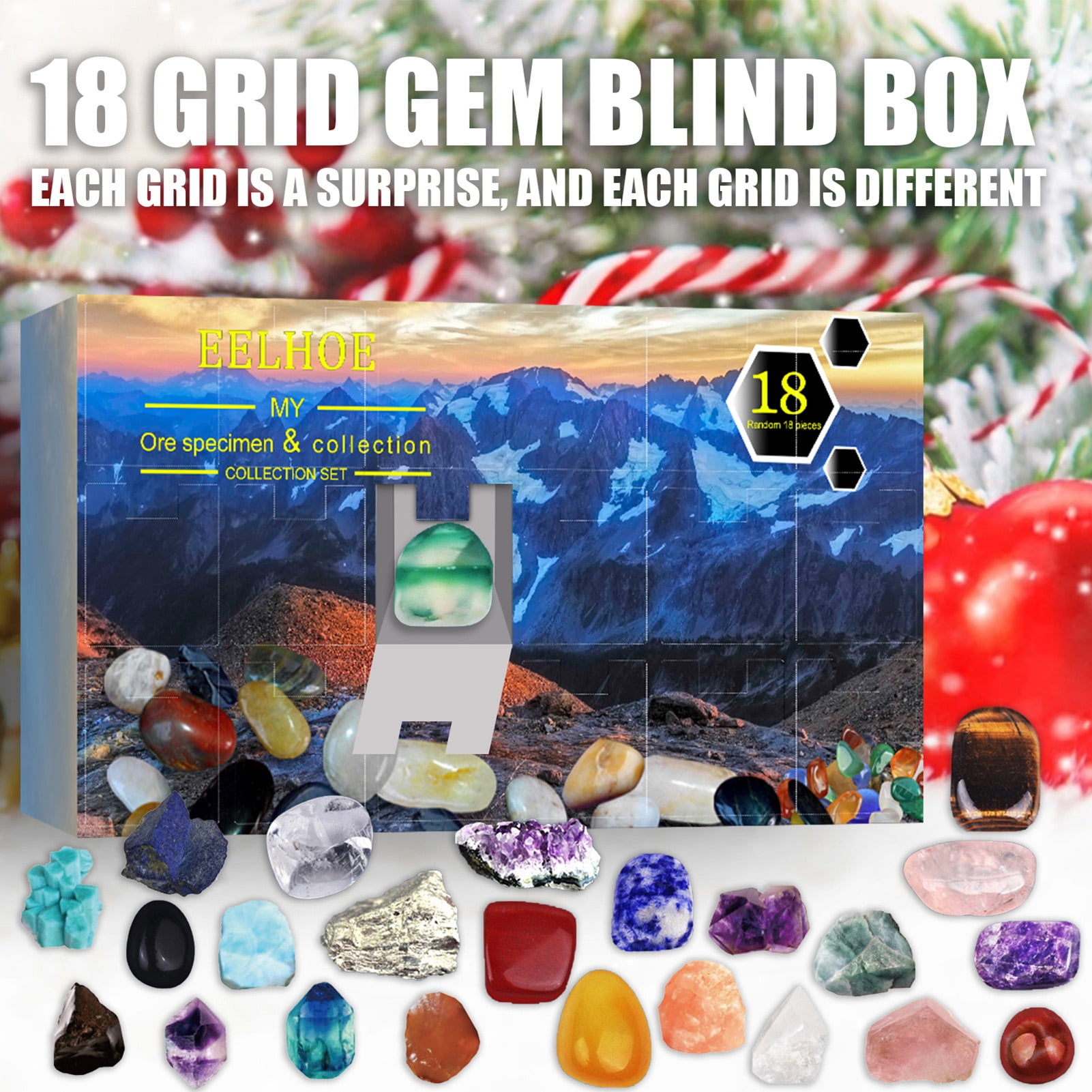 Travelwant 18Pcs Gemstone Advent Calendar Advent Calendar for Kids