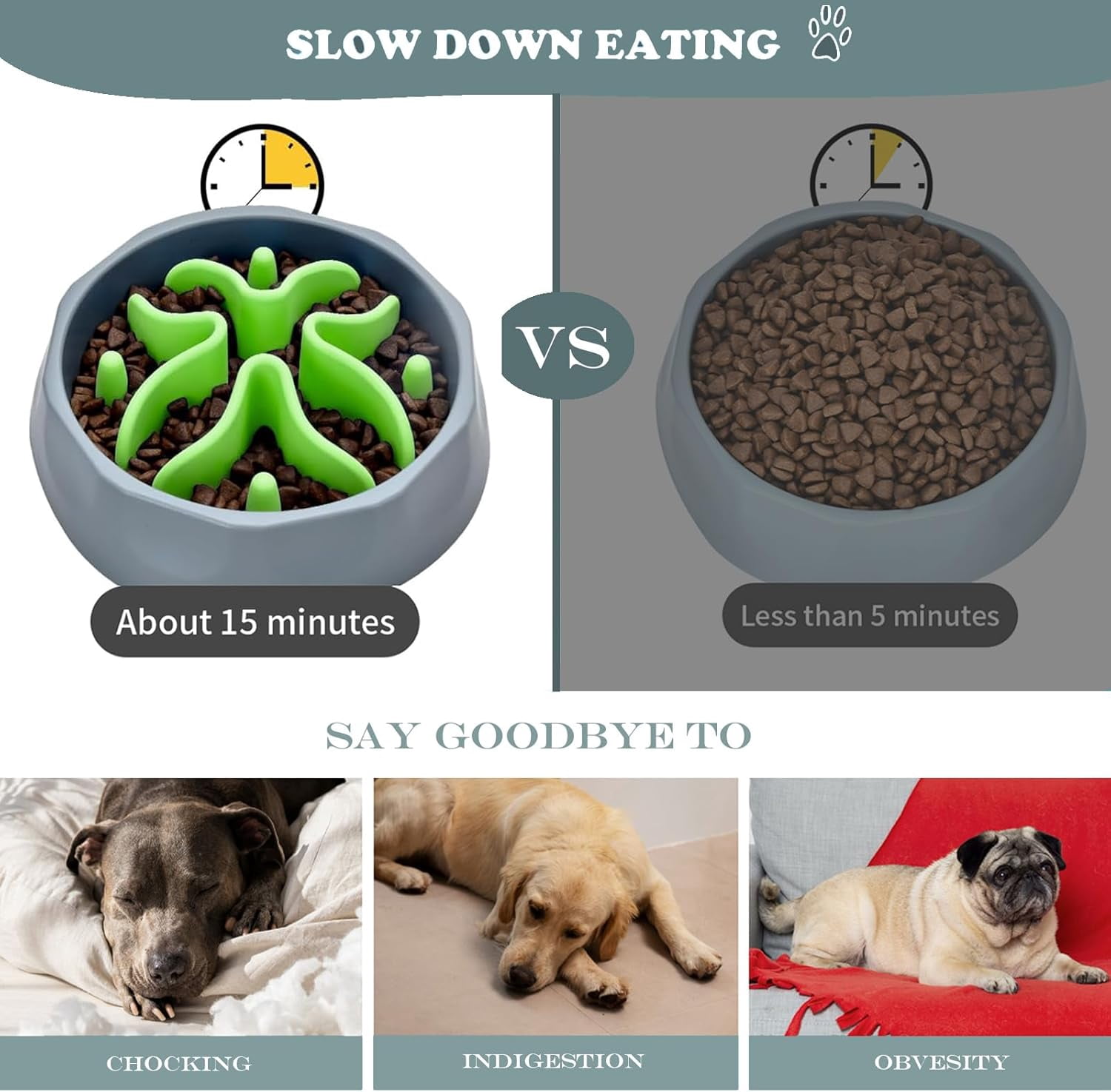 Slow Feeder Dog Bowls Insert, Silicone Slow Feeder Bowl with Strong Suction Cups Perfect for Stainless Steel Glass Ceramic Bowls (Green, Large Size)