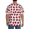 thumbnail image 3 of Gukieu Ladybug On Blue Stripes Print Men's Short-sleeved Shirts, Button-down Pocket Shirts, T-shirts, Beach Vacation Travel Summer Clothing-Medium, 3 of 5