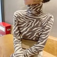 thumbnail image 5 of Yokua Turtleneck Sweater for Women Lightweight Animal Striped Slim Fitted Jumper Top, 5 of 14