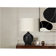 JERFIT Black Ceramic Table Lamp with Linen Shade, Transitional Accent Lighting for Bedroom, Living Room, Office