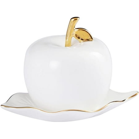 

DanceeMangoo Porcelain Toothpick Holder with Lid White Apple Shape