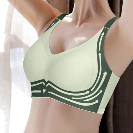 PRORMOOW Wireless Bras  Seamless Bras  Push Up Bras  Plus Size Bras  Sports Bras for Women  Women s Large Size Seamless Steel Ring Sports Gathering Fixing Cup Bra  Mint Green  36