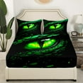 thumbnail image 3 of 3D Dragon Eye Bed Sheets Queen Size,Western Animals Bedding Set 4Pcs Men Teens Room Decor,Green Gemstone Eye Fitted Sheet Magical Mysterious Black Top Flat Sheet,2 Pillowcases, 3 of 6
