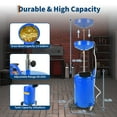 thumbnail image 4 of Réservoir d'Égouttage d'Huile Usée Portatif à Air – Capacité de 20 Gallons, Hauteur d'Entonnoir Réglable (38-65 Pouces), Acier Robuste, Roues à 360°, Valve de Régulation de Pression et Boîte à Outils – Bleu, 4 of 7