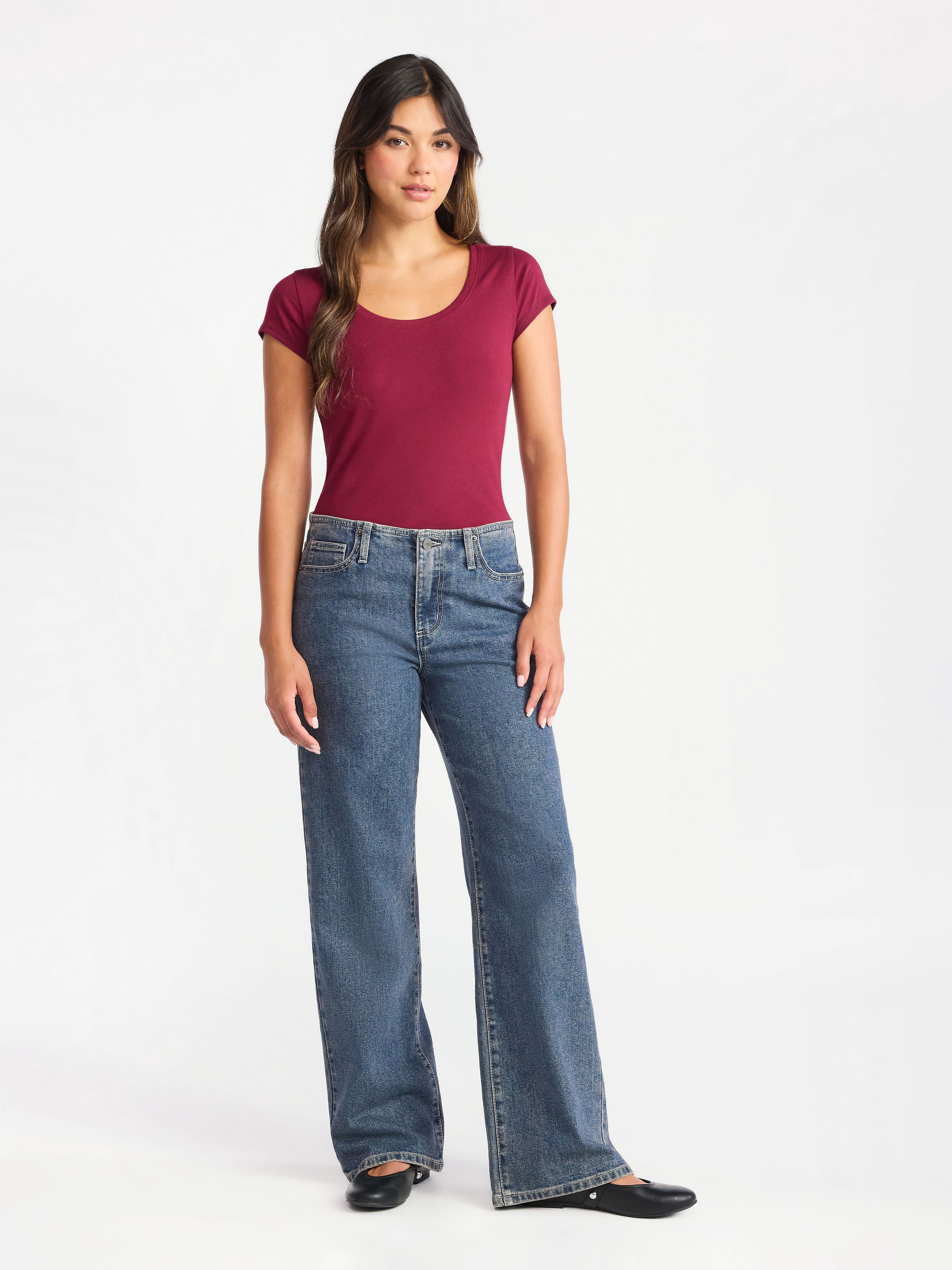 No Boundaries Short Sleeve Scoop Neck Tee, Women's XXS-XXXL