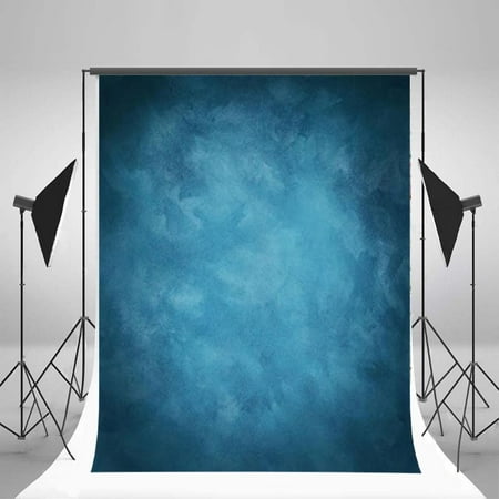 HelloDecor Polyster Design 5x7ft Photography Backdrops Solid Color Blurry Blue Personal Portraits Photo Background , Studio