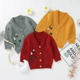 thumbnail image 2 of Seyurigaoka Baby Unisex Sweaters Long Sleeve V-neck Floral Embroidered Cardigan, 2 of 10