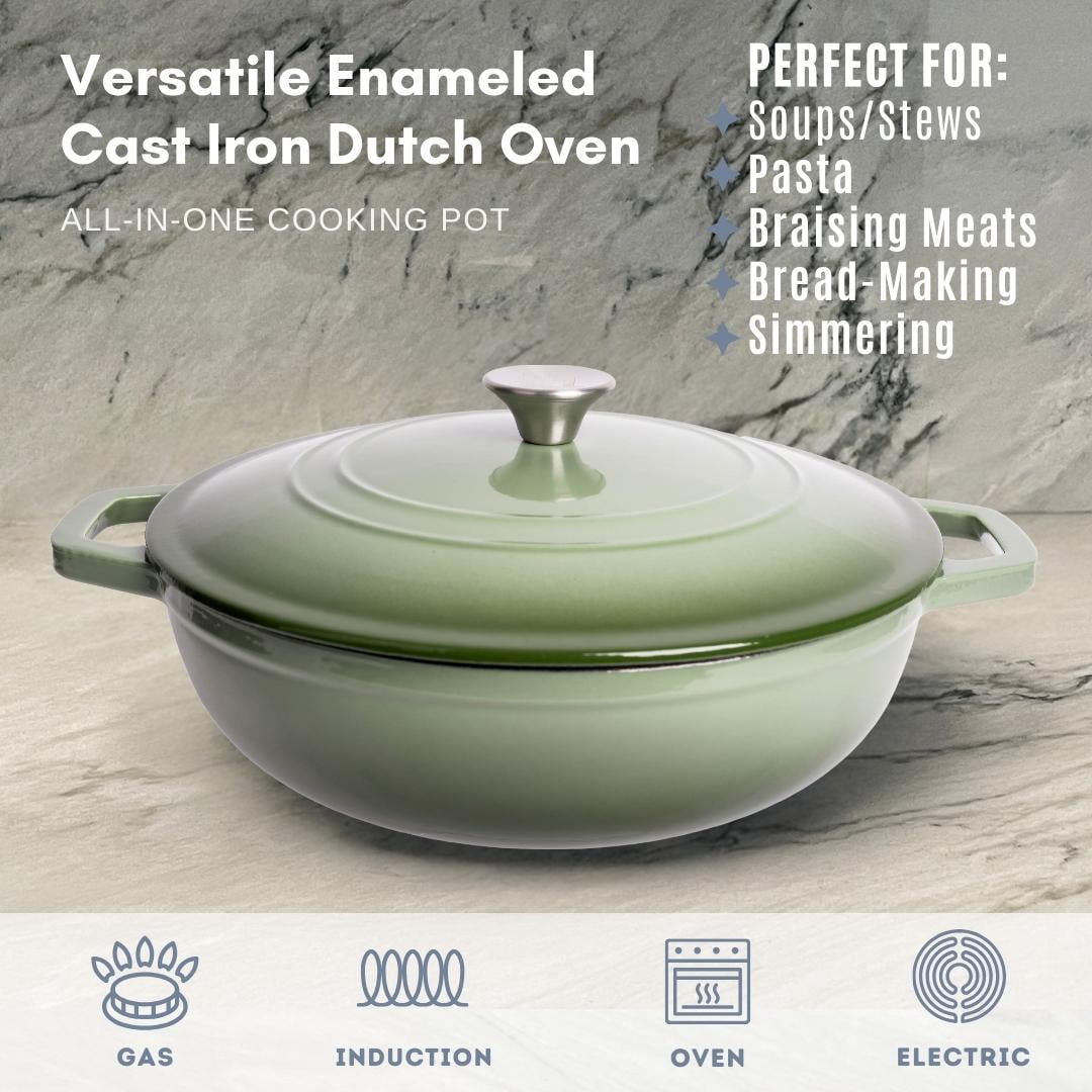 Lexi Home 5 Qt. Enameled Cast Iron Dutch Oven Pot - Cream