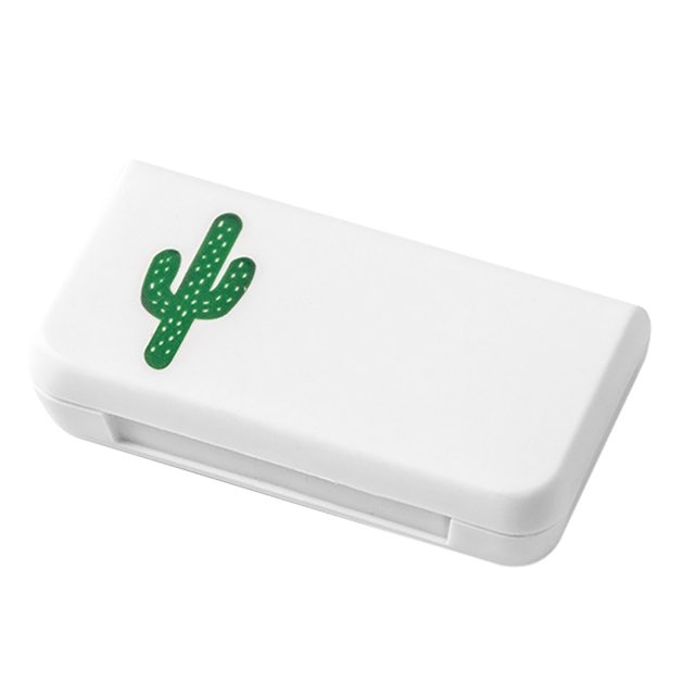 Injueey Caja de pastillas Caja de pastillas portátil 3 ranuras Soporte de almacenamiento Caja de tamaño de bolsillo Divisor de dulces de plástico Almacenamiento y organización del hogar Cactus Injueey HA002017-03