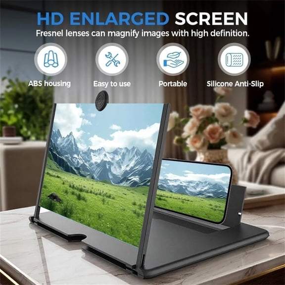 Screen Phone Magnifier Screen Magnifier 2026 Version Reliableof Screen Magnifier 12 Inch Mobile Phone Screen Amplifier Ultra Definition Mobile Amplifier(Black)