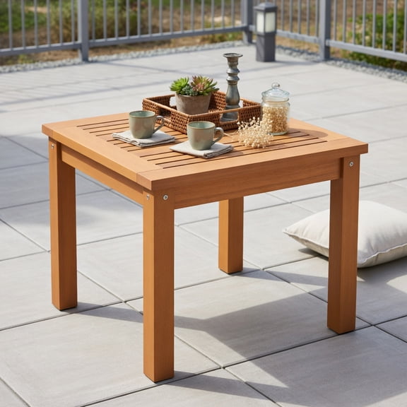 YYAo End Table, Side End Table,18 Inch Square End Outdoor Adirondack Side Table with Slatted Tabletop