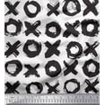 thumbnail image 1 of Soimoi White Rayon Crepe Fabric Circle & Cross Geometric Printed Fabric 1 Yard 46 Inch Wide, 1 of 4
