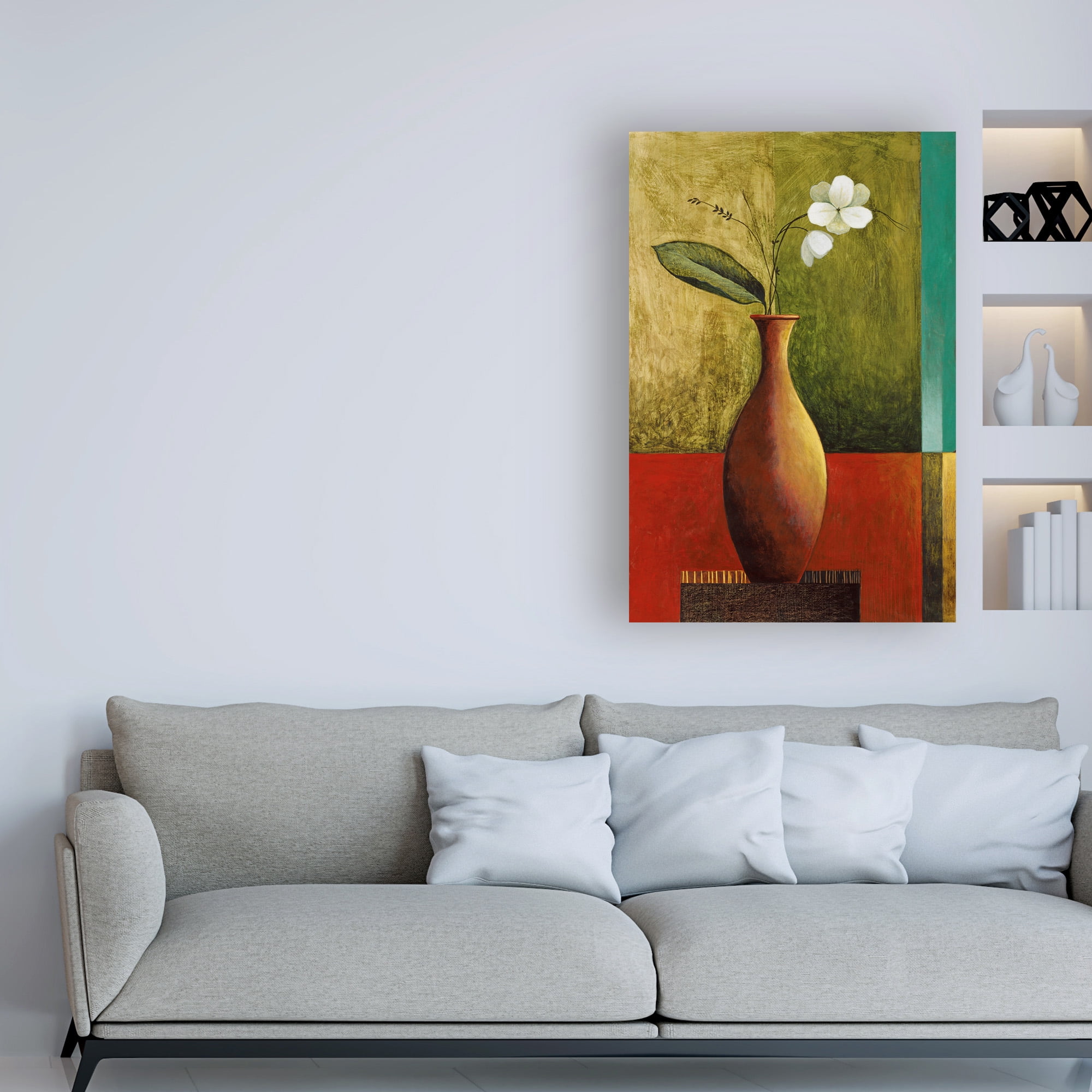 Trademark Fine Art 'Flower In Orange Vase ' Canvas Art by Pablo Esteban