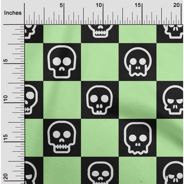 oneOone Cotton Poplin Lime Green Fabric Skull Fabric For Sewing Printed Craft Fabric By The Yard 42 Inch Wide