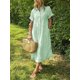 thumbnail image 2 of Vestido camisero chouyatou para mujer, verano, a rayas, midi, verde, 2 of 2