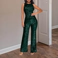 thumbnail image 2 of Ayfxijin Pants for Women，Women'S Solid High-Waisted Sleeveless Round Neck Off-The-Shoulder Sequin Slim Long Romper, 2 of 5