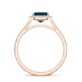 thumbnail image 3 of Natural Emerald Cut London Blue Topaz Halo Engagement Ring with Moissanite in Rose Gold Plated/ 925 Sterling Silver| December Birthstone, Wedding Jewelry, Ring Size 9, 3 of 4