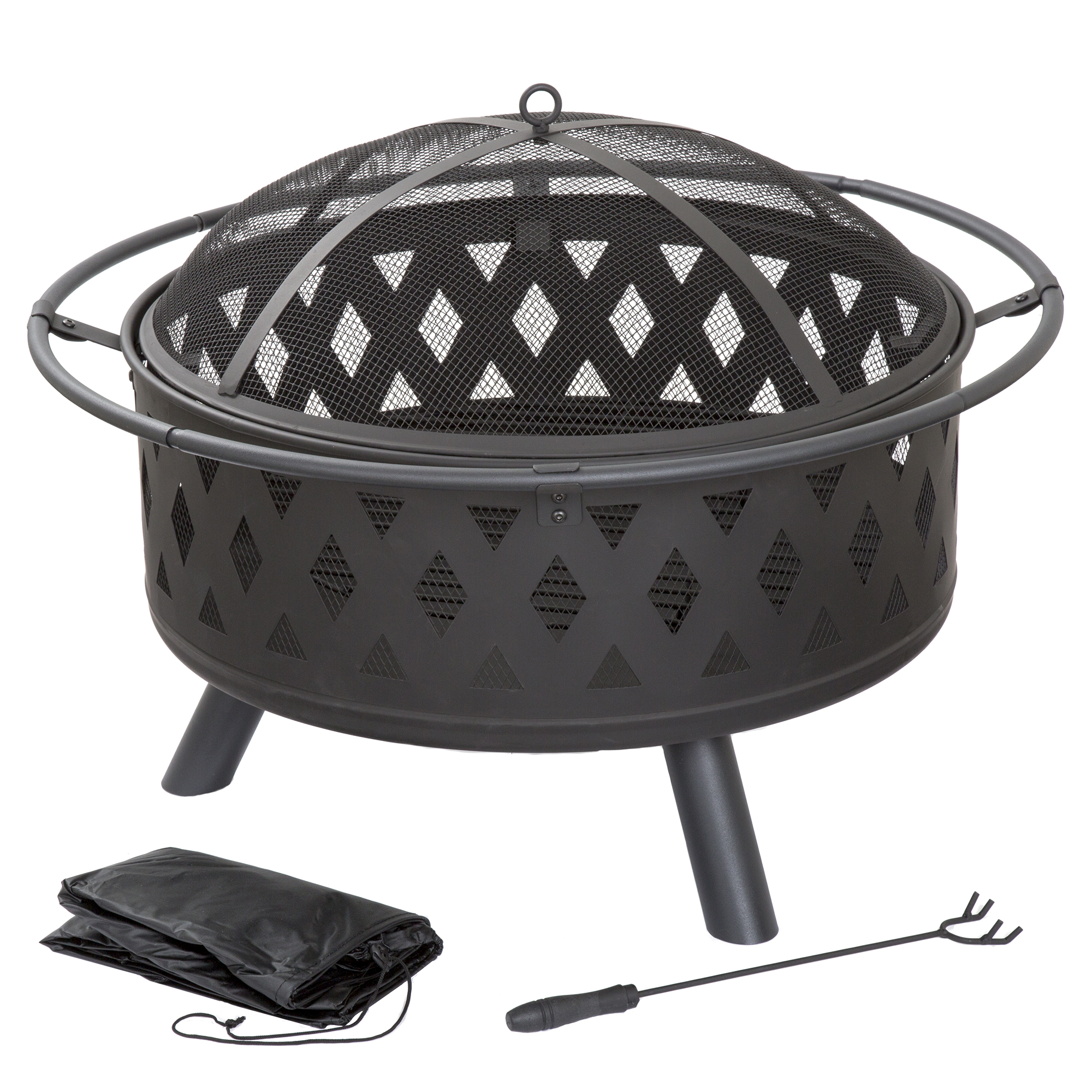 Pure Garden 32-Inch Outdoor Wood Burning Fire Pit with PVC Cover (Black) - image 2 of 10