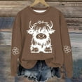 thumbnail image 2 of Tao Tao Sweatshirt For Boys Girls Cute Funny Cow Graphic Sweatshirt Crew Neck Long Sleeve Loose Fit Pullover Tops Western Sweatshirt Brown 9Years, 2 of 3