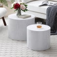 thumbnail image 5 of Kevinplus Round Coffee Table Set of 2, Nesting Coffee Tables for Living Room, Office, Bedroom, White, 5 of 6