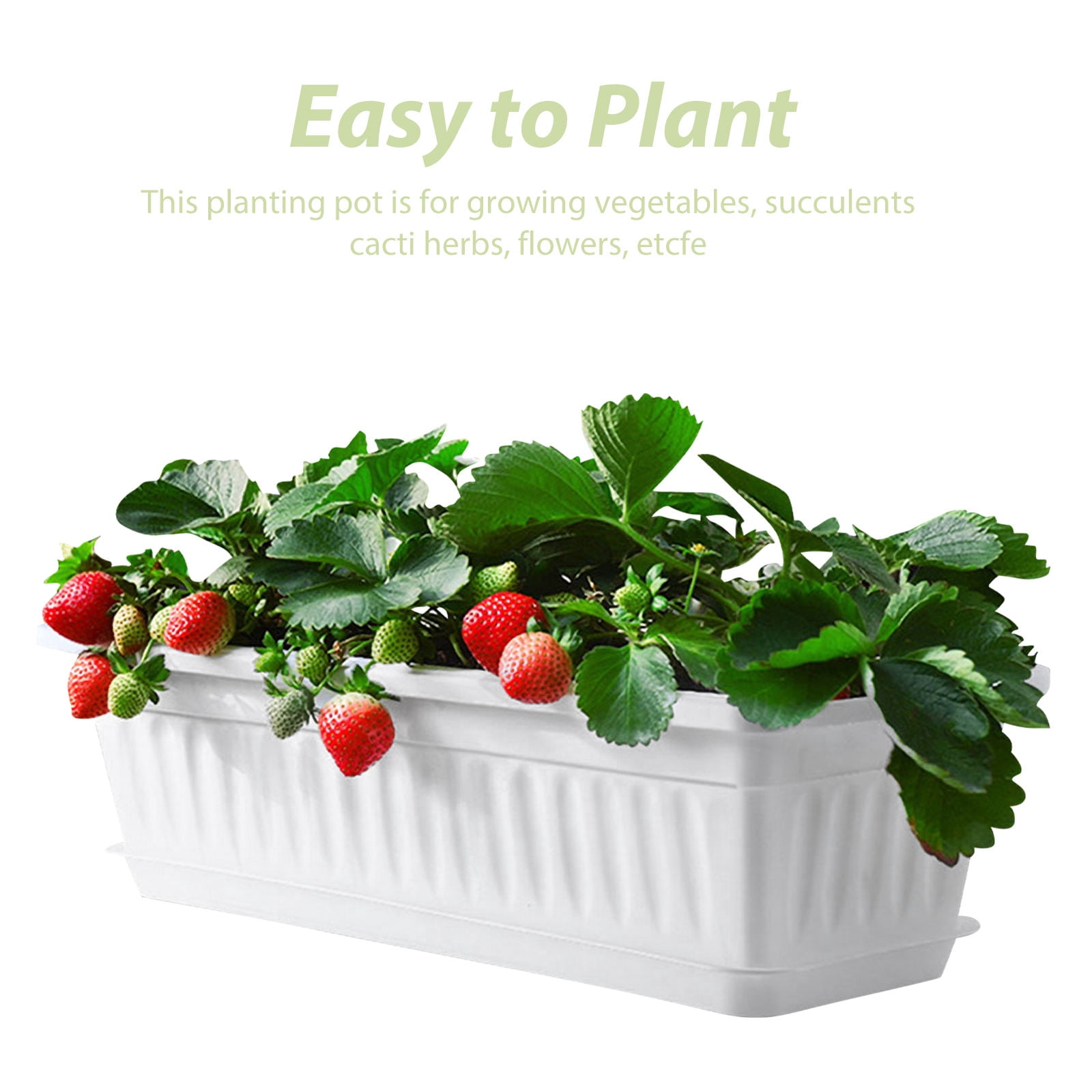 FONDOTIN Gardening Pot Rectangular Flower Planters For Family Plastic 2Pcs 17X7.5X5.5In