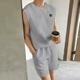 thumbnail image 6 of REORIAFEE Mens Sets 2 Piece Outfits Summer Tracksuit Set Casual Sport Beach Outfits for Men Gym Outfits Men's Casual Elastic Waist Shorts Round Neck Tank Top Shorts Set Gray XXL, 6 of 7