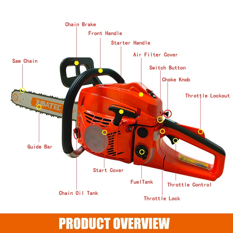 JUBATEC Gas Chainsaw 56.5cc 20 Inch Bar Chain Saw Gas Powered 2