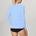 thumbnail image 3 of Fesfesfes Women's Sports T-shirt Solid Color Round Neck Long Sleeve Sun Protection Tops with Side Pocket Lightweight Beach Clothing(Light Blue,S), 3 of 8