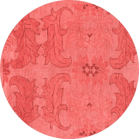 Ahgly Company Indoor Round Abstract Red Modern Area Rugs, 5' Round