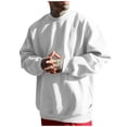 thumbnail image 1 of Chandail Décontracté pour Hommes, Manches Longues Col Rond avec Manches Contrastées, Style Sportif pour Course et Détente Blanc G, 1 of 4