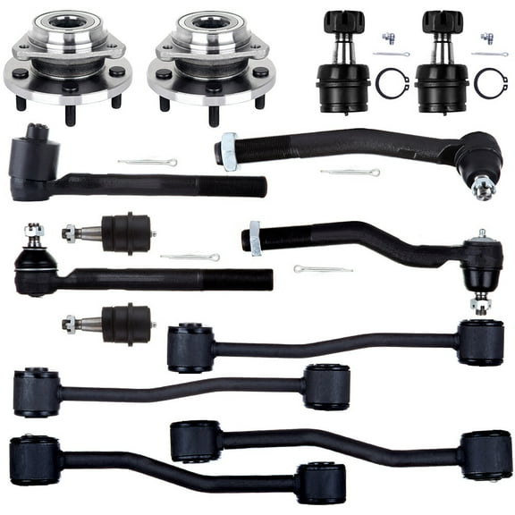 ECCPP - 14PCS Front Inner Outer Tie Rod End Sway Bar Link Lower Upper Ball Joint Wheel Hub Bearing Compatible Fit 1999-2004 For Jeep For Grand Cherokee Suspension Kit