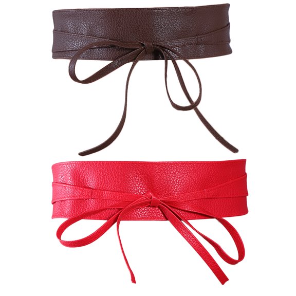 Raindrops 2pcs Fashion Wide Waist Belt Faux Leather Tie Waist Belts For Women Dress Belt For Female Coat Accessory Waist Cinch Belt Comfortable And Stylish Belt